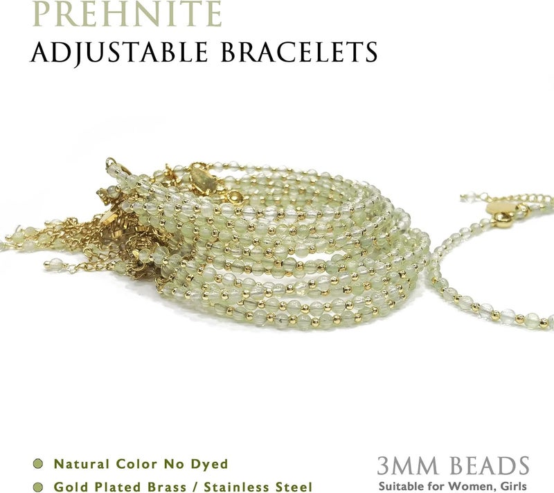 Morchic 3mm Tiny Beads Natural Gemstone Bracelet for Women, Adjustable 7.1" Energy Gem Charm Jewelry, Dainty Handmade Birthday Gift - Image 3